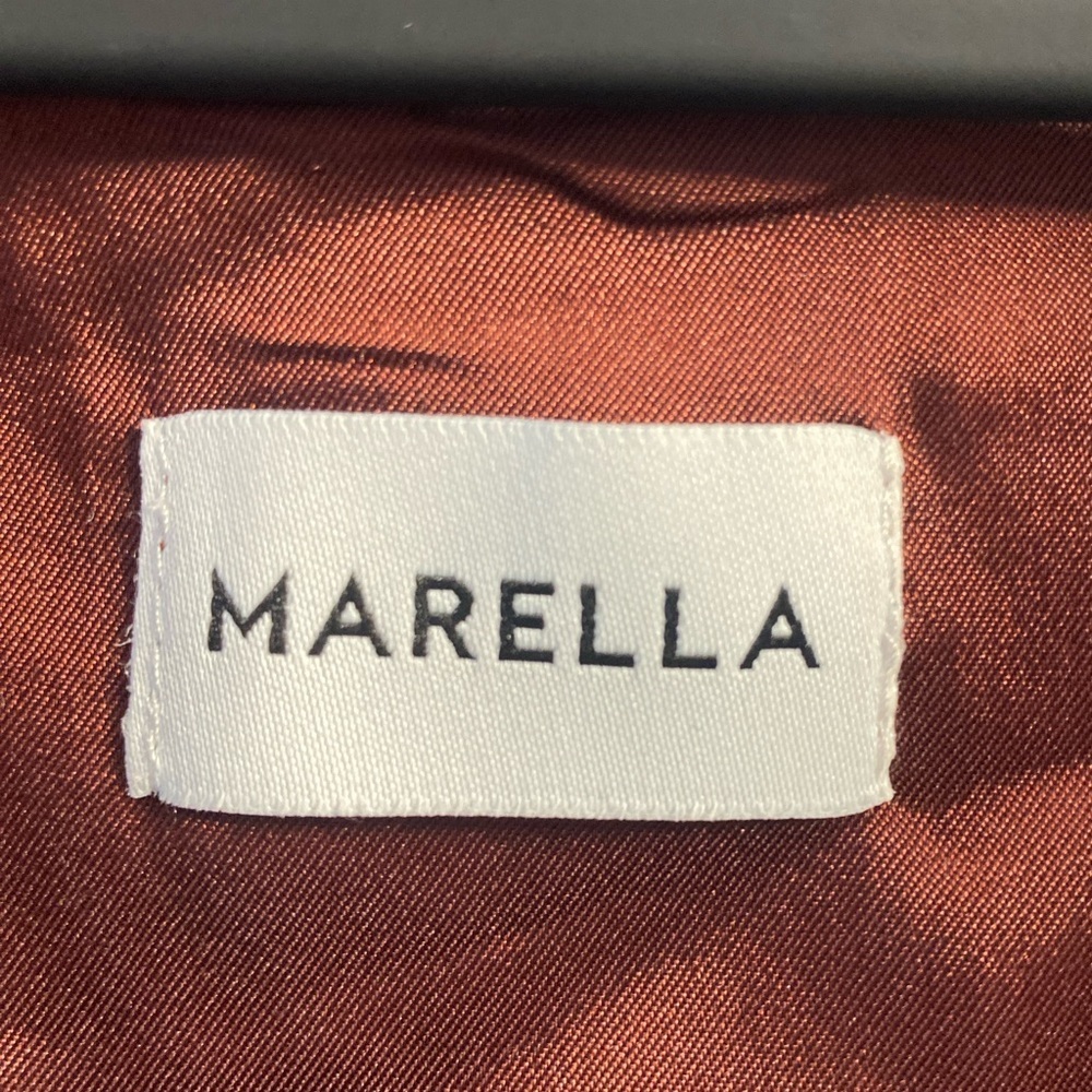 Marella By Max Mara Cognac Satin Jacket Size Small Pit 17 - Picture 16 of 17